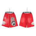 Hellstar Red Monster‑Print Streetwear Loose Casual Shorts