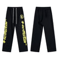 Hellstar Black Distressed Double‑Side Letter Logo Wide‑Leg Sweatpants