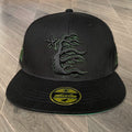 Hellstar Black Green Outline 3D Embroidery Flat Brim Snapback Cap