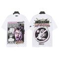 Hellstar Studios Breaking News Oversized Graphic T-Shirt Unisex White Short Sleeve Tee