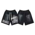 Hellstar Black Records Letter Print Streetwear Loose Shorts