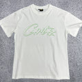 Mint Green Accent Star-Logo Graphic Tee - White & Green Streetwear T-Shirt