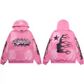 Hellstar Studios Pink Cloud Wash Line Flame Portrait Unisex Hoodie Sweatshirt