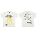 Hellstar Path To Paradise T-Shirt White - Yellow Angel Graphic Wings On Fire We Reached The Mountaintop Streetwear Tee