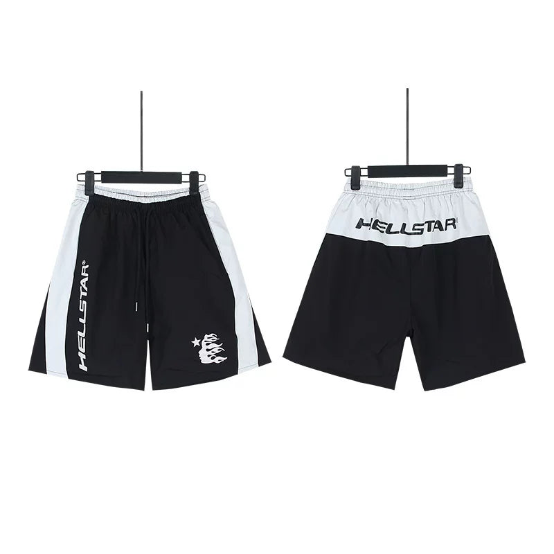 Hellstar Black White Color Block Streetwear Loose Shorts