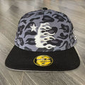 Hellstar Grey Leopard Print White 3D Embroidery Flat Brim Snapback Cap