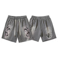Men’s Hellstar Double‑Sided Tribal Flame & Meteor Print Elastic Drawstring Loose Street Casual Shorts