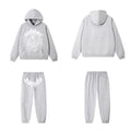 SP5DER Web Graphic Pullover Hoodie and Sweatpants Matching Set - Heather Grey