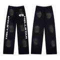Hellstar Vintage Faded Black Letter Print Wide‑Leg Sweatpants