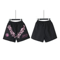 Hellstar Black Pink Graffiti Logo Print Streetwear Loose Shorts