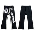 Hellstar Black Spliced Stripe Letter Graphic Flare Sweatpants