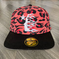 Hellstar Red‑Pink Leopard Print White 3D Embroidery Flat Brim Snapback Cap