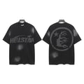 Hellstar Studios Classic Logo Vintage Washed Flame Portrait Oversized T-Shirt Unisex Black Short Sleeve Tee