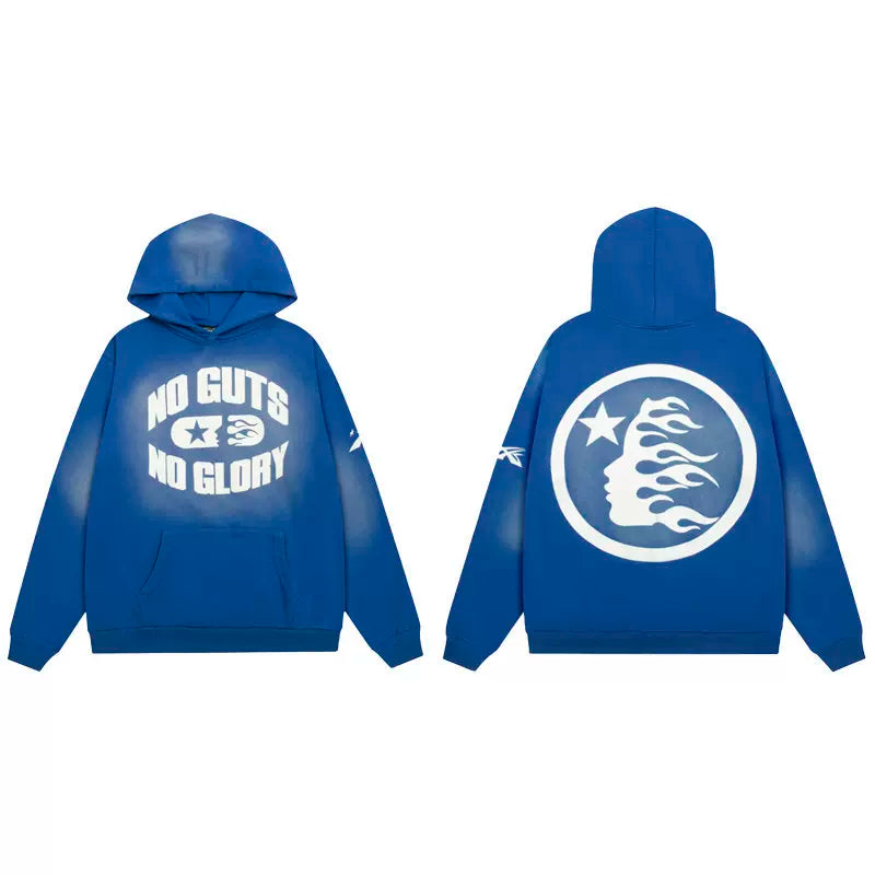Hellstar Studios Blue No Guts No Glory Cloud Wash Hoodie Unisex Sweatshirt