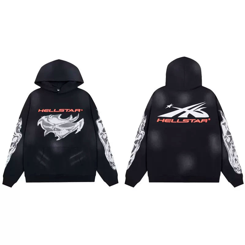 Hellstar Studios Skull Graphic Cloud Wash Hoodie Unisex Sweatshirt
