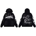 Hellstar Studios Black Cloud Wash Line Cracked Flame Portrait Unisex Hoodie Sweatshirt