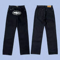 Corteiz Alcatraz Island Front Logo Heavyweight Denim Pants - Black
