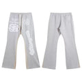 Hellstar Grey Spliced Stripe Letter Totem Graphic Flare Sweatpants