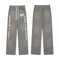 Hellstar Vintage Faded Grey Vertical Letter Print Wide‑Leg Sweatpants