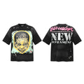 Hellstar Studios New Testament Portrait Splash Ink Vintage Washed Oversized T-Shirt Unisex Black Short Sleeve Tee