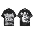 Hellstar Studios Big Eye Flame Portrait Vintage Washed Oversized T-Shirt Unisex Black Short Sleeve Tee