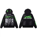 Hellstar Studios Black Cloud Wash Running Skeleton Unisex Hoodie Sweatshirt