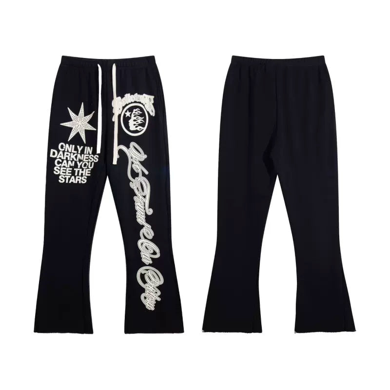 Hellstar Black Letter Star Graphic Flare Sweatpants