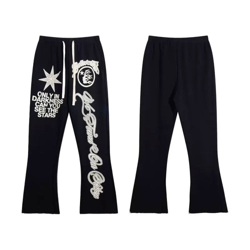 Hellstar Black Letter Star Graphic Flare Sweatpants