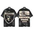 Hellstar Studios Savior Shield Vintage Gradient Washed Oversized T-Shirt Unisex Black Short Sleeve Tee