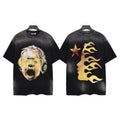 Hellstar Studios Headphone Screaming Portrait Vintage Washed Oversized T-Shirt Unisex Black Short Sleeve Tee