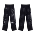 Hellstar Vintage Faded Black Side Letter Abstract Graphic Wide‑Leg Sweatpants