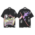 Hellstar Studios Undertaker Flame Portrait Vintage Washed Oversized T-Shirt Unisex Black Short Sleeve Tee