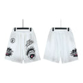 Hellstar White Screaming‑Face Print Streetwear Loose Shorts