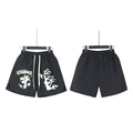 Hellstar Black Retro Graphic Streetwear Loose Shorts