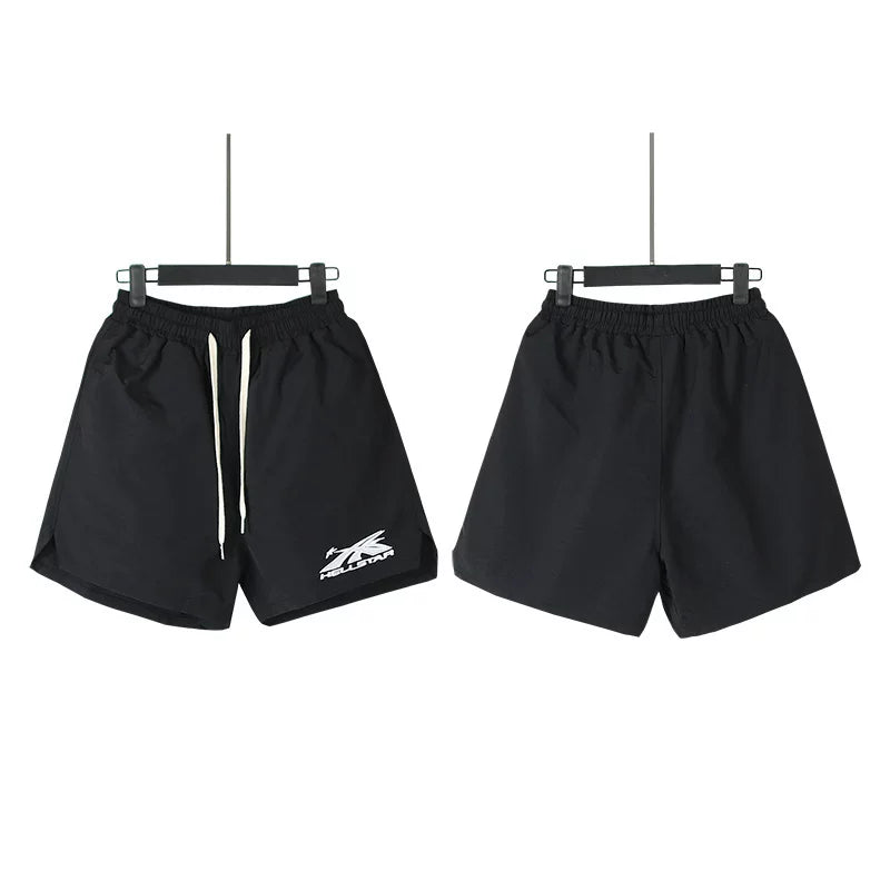 Hellstar Black Small Logo Print Streetwear Loose Shorts