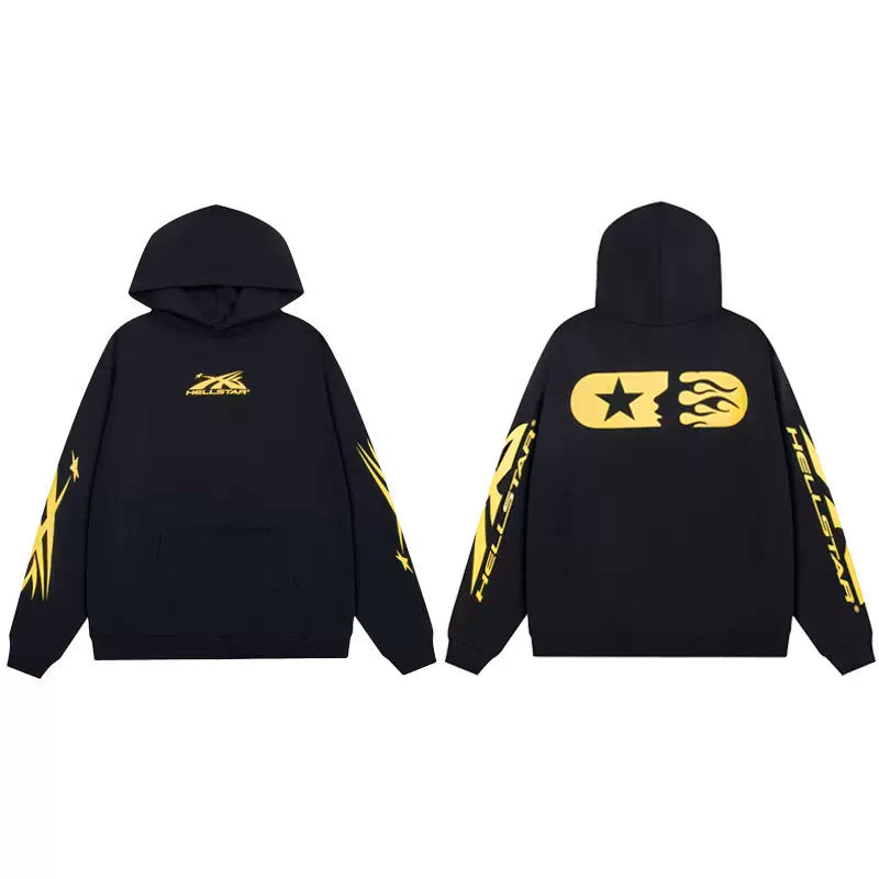 Hellstar Studios Black Gold Split Graphic Logo Hoodie Unisex Sweatshirt