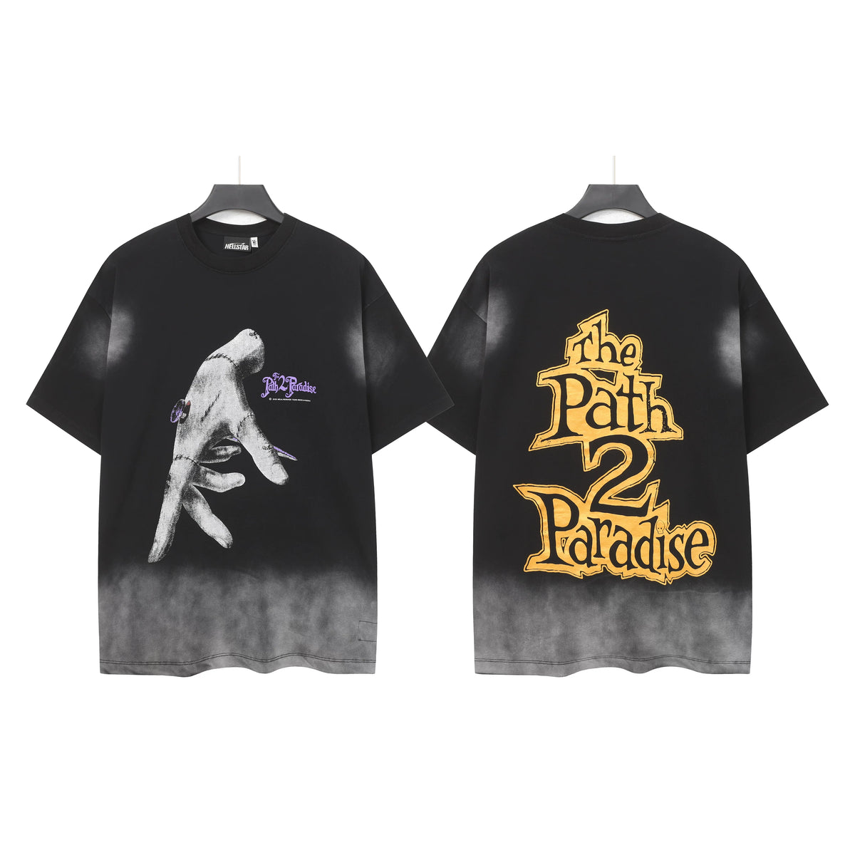 Hellstar Studios The Path 2 Paradise Voodoo Hand Vintage Washed Oversized T-Shirt Unisex Black Short Sleeve Tee