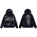 Hellstar Studios Black Cloud Wash Abstract Skeleton Unisex Hoodie Sweatshirt