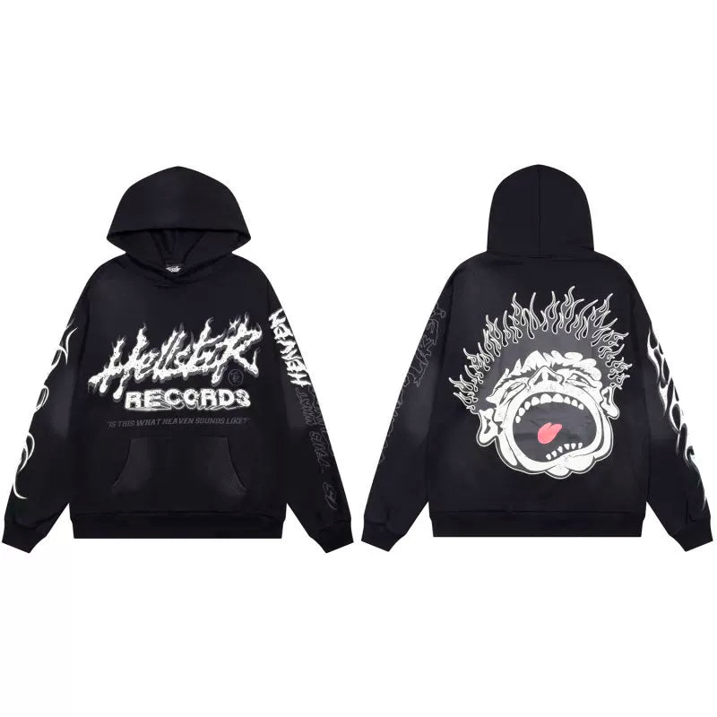 Hellstar Studios Black Cloud Wash Screaming Portrait Unisex Hoodie Sweatshirt