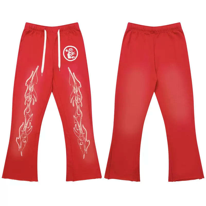 Hellstar Vintage Faded Red Totem Graphic Flared Sweatpants