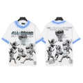 Hellstar Studios Angels Playing Basketball Blue Gradient Washed Oversized T-Shirt Unisex Short Sleeve Tee