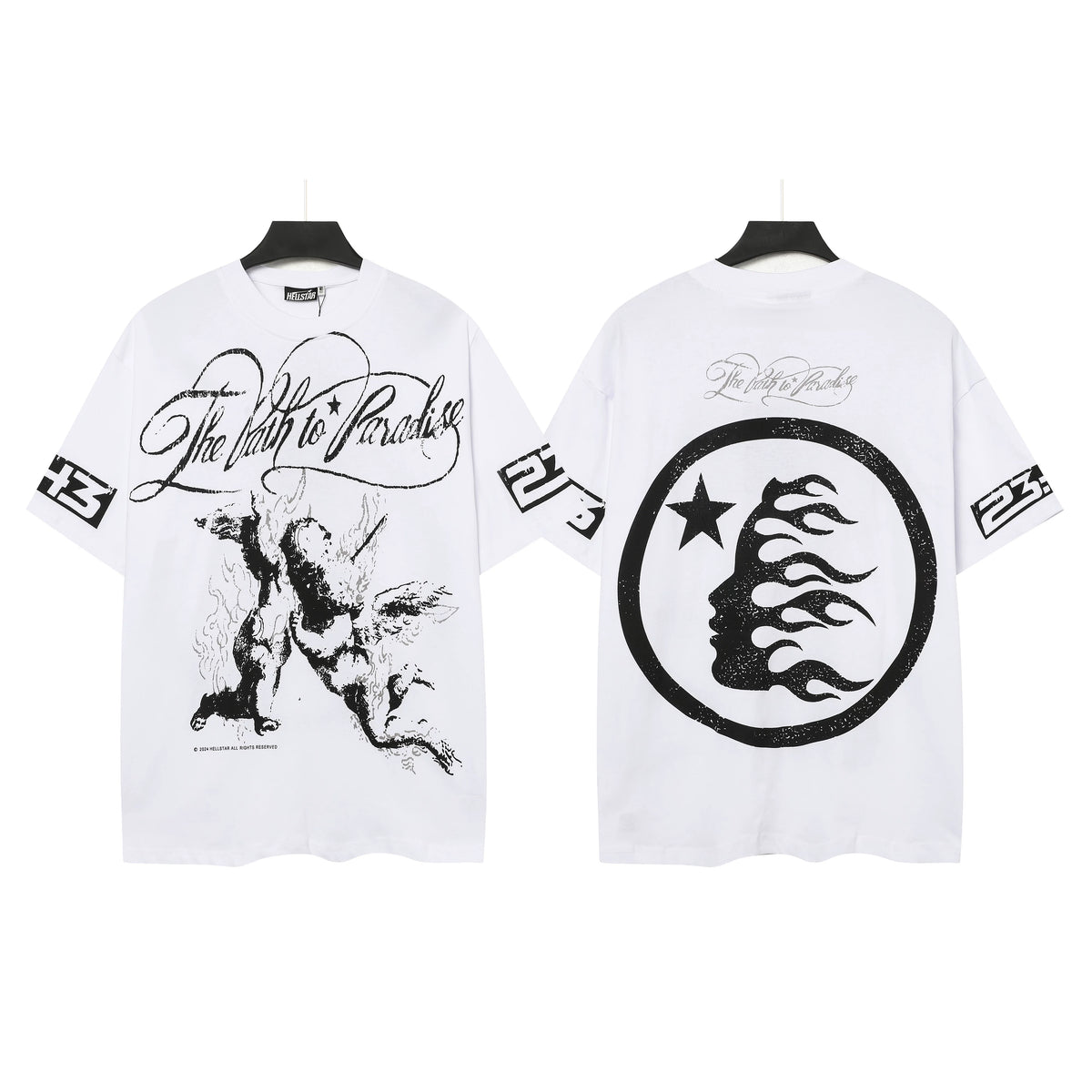 Hellstar Studios The Path to Paradise Angel Graphic Oversized T-Shirt Unisex White Short Sleeve Tee