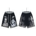 Hellstar Black Snake Number 11 Print Streetwear Loose Shorts