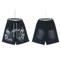 Hellstar "Path To Paradise" Flame Logo Vintage Washed Loose‑Fit Casual Sweat Shorts With Pockets