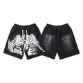 Hellstar Black 1996 Logo Print Streetwear Loose Shorts