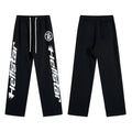 Hellstar Black Distressed Double‑Side Letter Logo Wide‑Leg Sweatpants