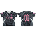 Corteiz Geometric Graphic Athletic Jersey T-Shirt - Black/Grey/Pink