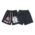 Hellstar Black Skeleton Graphic Streetwear Loose Shorts