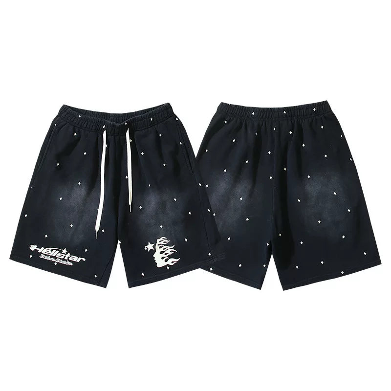 Hellstar All‑Over Dot Print Streetwear Loose Casual Shorts