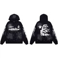 Hellstar Studios Black Cloud Wash Vintage Distressed Star Portrait Unisex Hoodie Sweatshirt